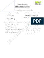Ejercicios Ecuaciones Polinómicas 1º y 2º Grado