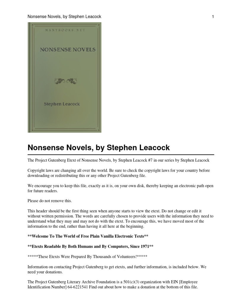 Nonsense Novels | PDF | E Text | Project Gutenberg