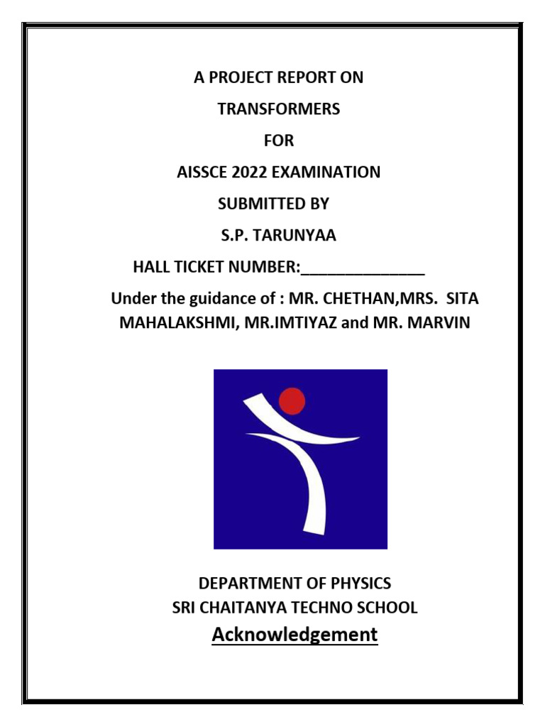 Project Report on Transformers AISSCE 2022 | PDF | Transformer ...