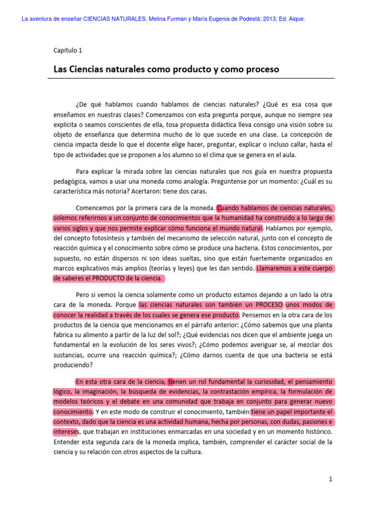 FURMAN, M. (2013) La Aventura de Enseñar Ciencias Naturales. Aique ...