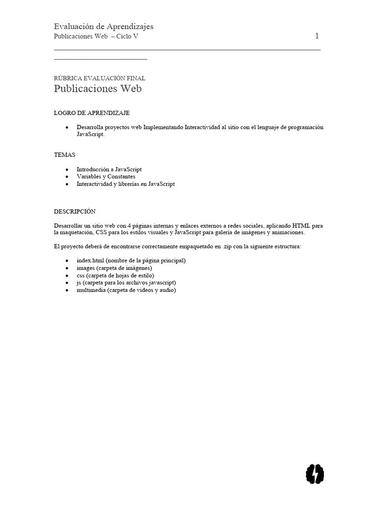 Evaluación de Proyectos Web con JavaScript | PDF | Página web | Script Java