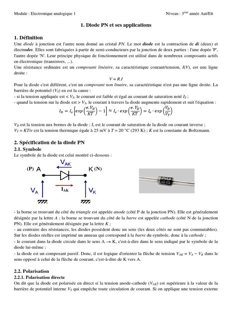 Diode PN : définition et applications | PDF | Redresseur | Diode