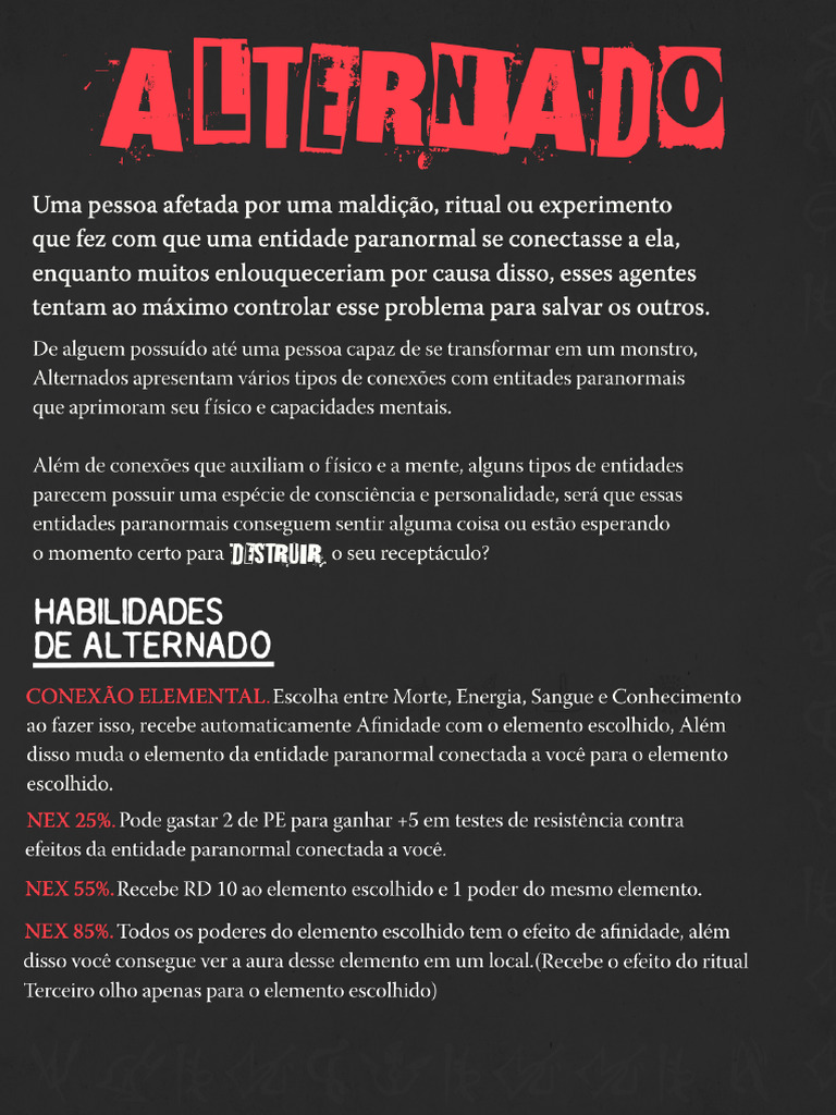 Habilidades de Alternados e Conexões Paranormais | PDF