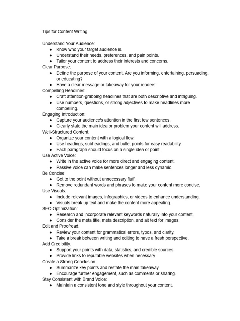 Tips For Content Writing | PDF | Search Engine Optimization | Cognitive ...