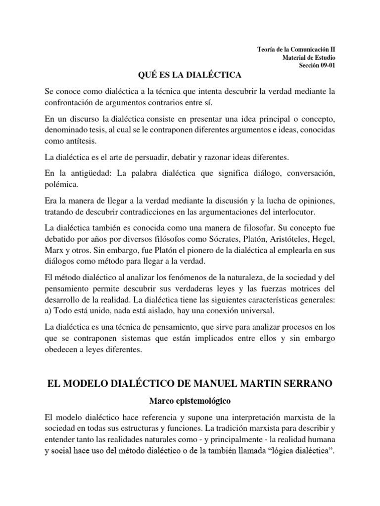 Modelo Dialéctico de Martín Serrano | PDF | Dialéctico | Verdad