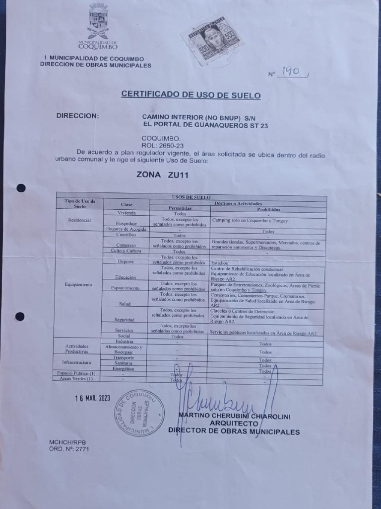 Certificado Uso Suelo | PDF