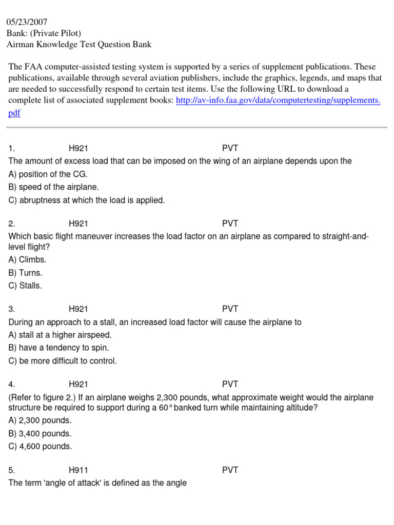 Example of Private Pilot Te | PDF | Aerospace | Aviation