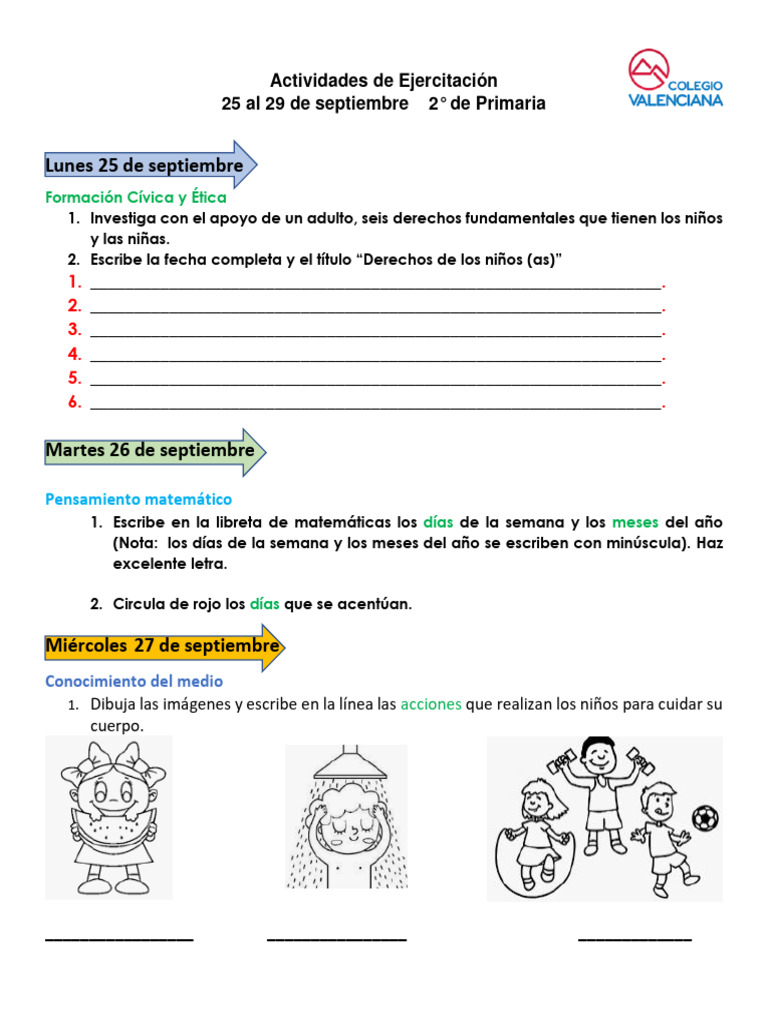 2° de Primaria Retos de La Semana Del 25 Al 29 de Septiembre | PDF