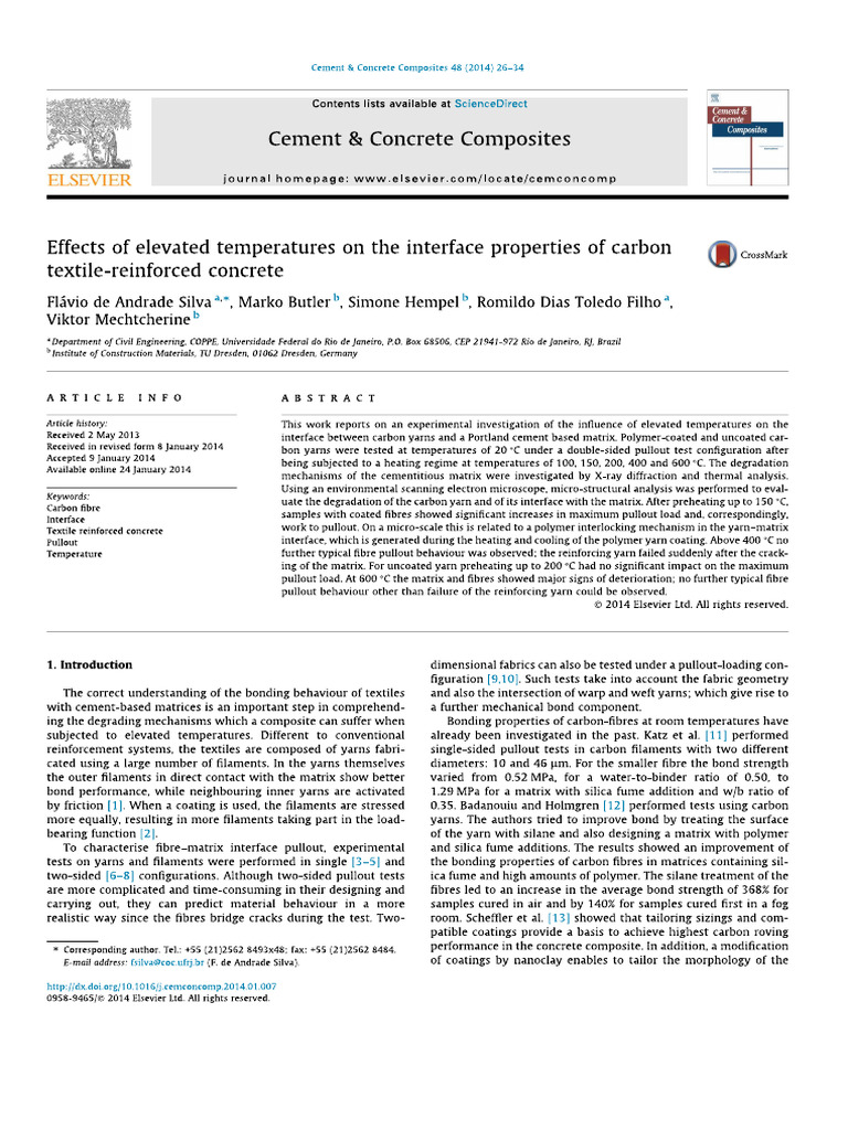 Effects of Elevated Temperature Carbon Fiber in TRM | PDF