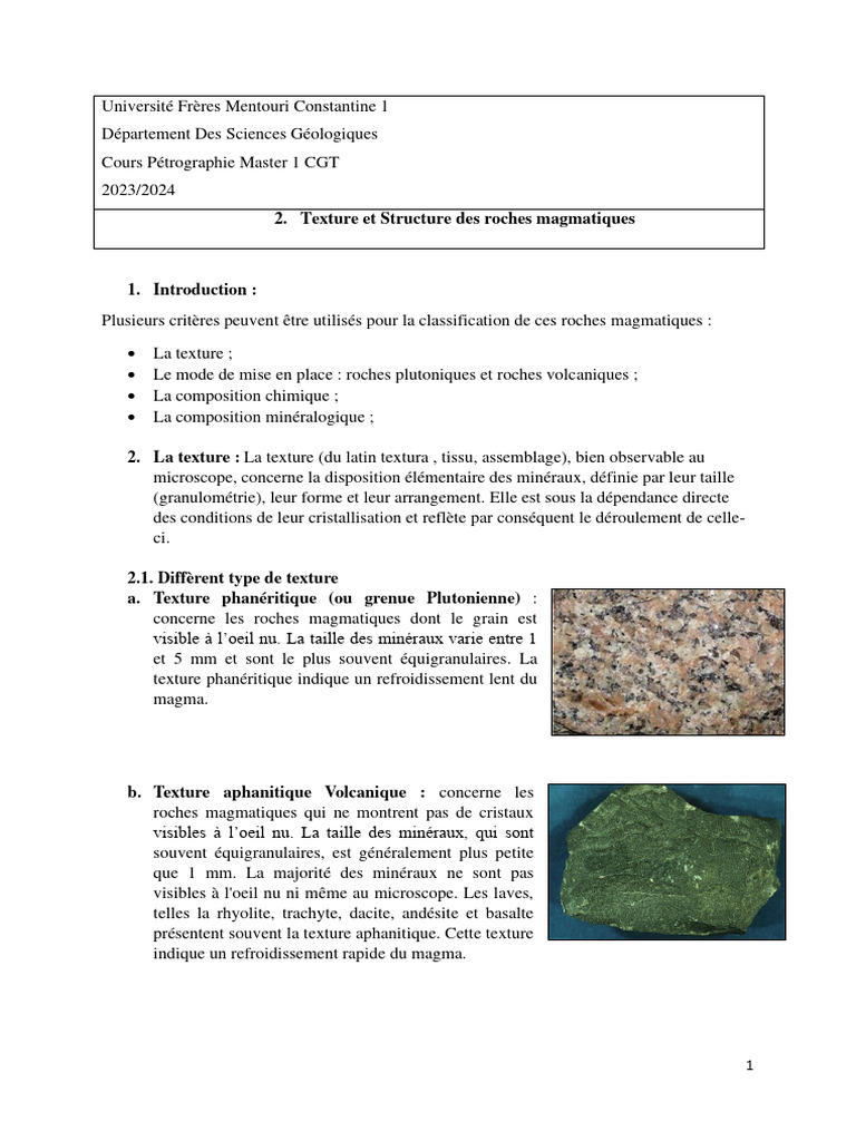 Chap 2 Texture Et Structure RMag | PDF | Roche magmatique | Magma