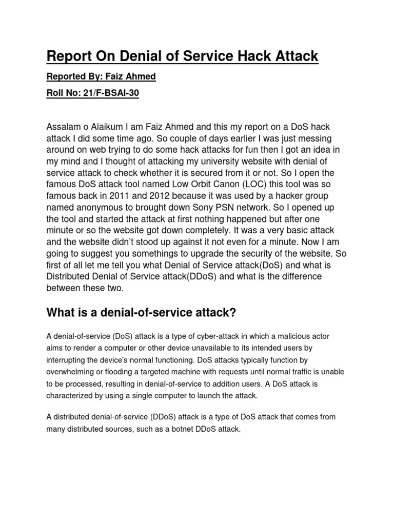 DDOS Attack Report | PDF | Denial Of Service Attack | Computer Security ...