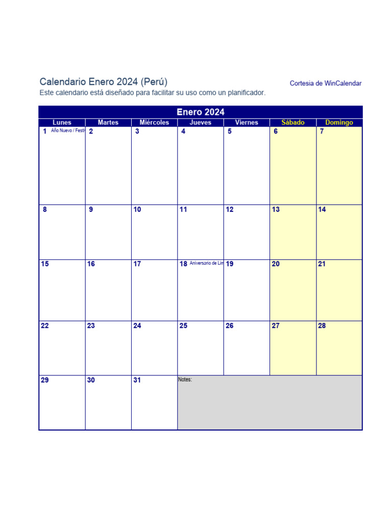 Calendario2024 PDF Calendario Perú