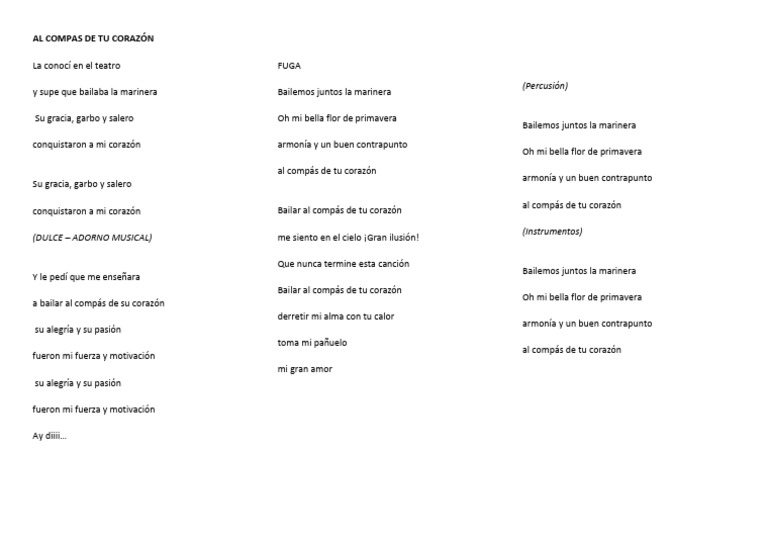 Letra Al Compas de Tu Corazón | PDF