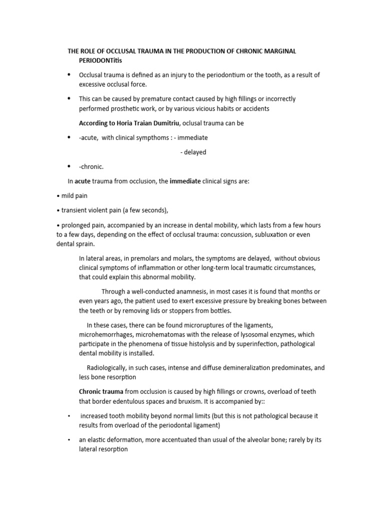 Occlusal Trauma and Chronic Periodontitis | PDF | Periodontology ...