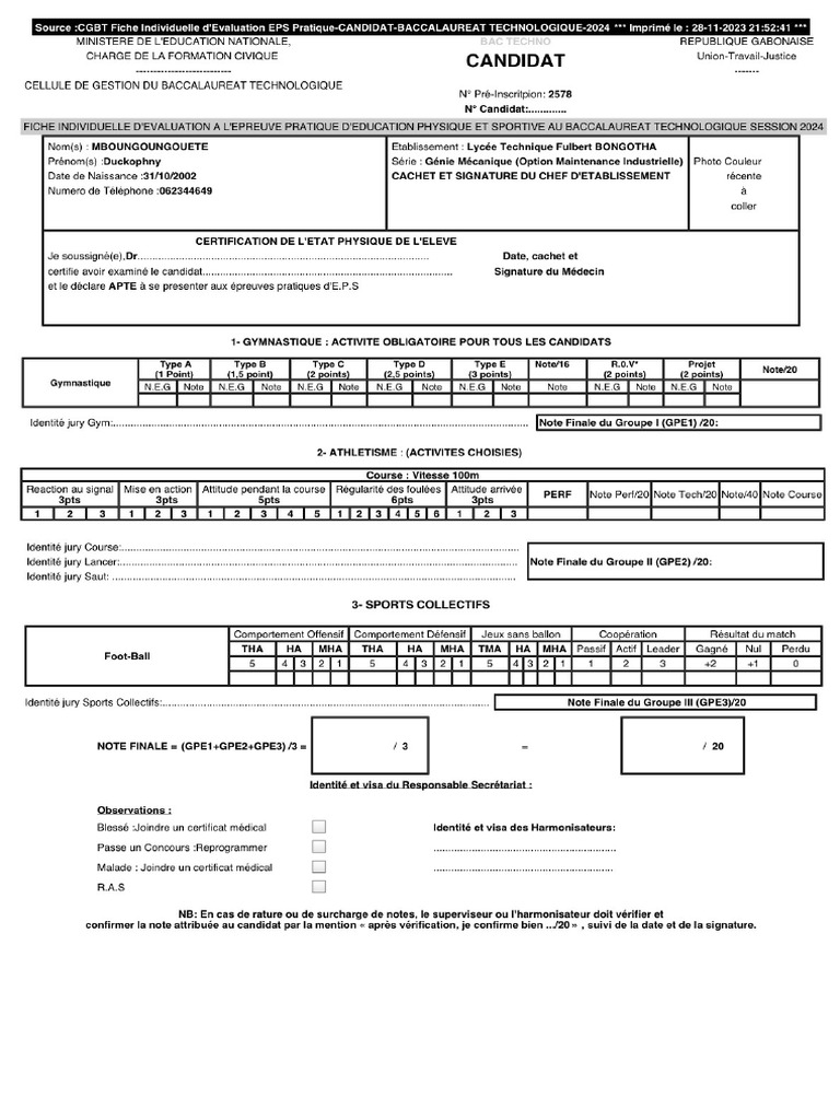 Fiche EPS | PDF