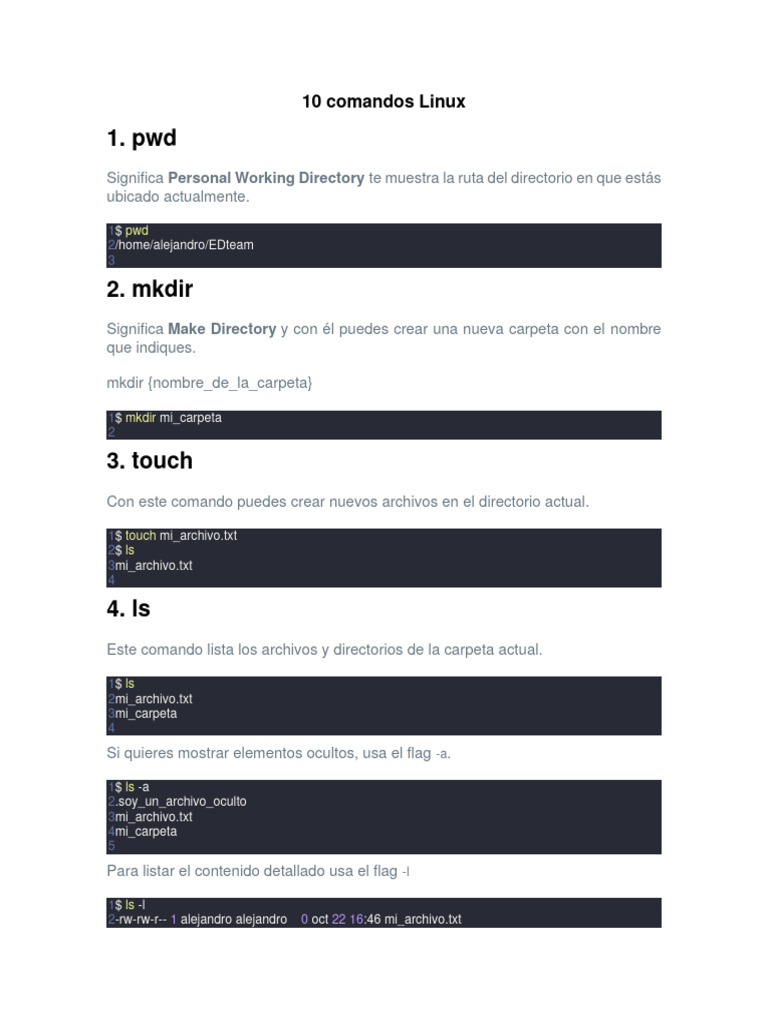 10 Comandos Esenciales de Linux | PDF