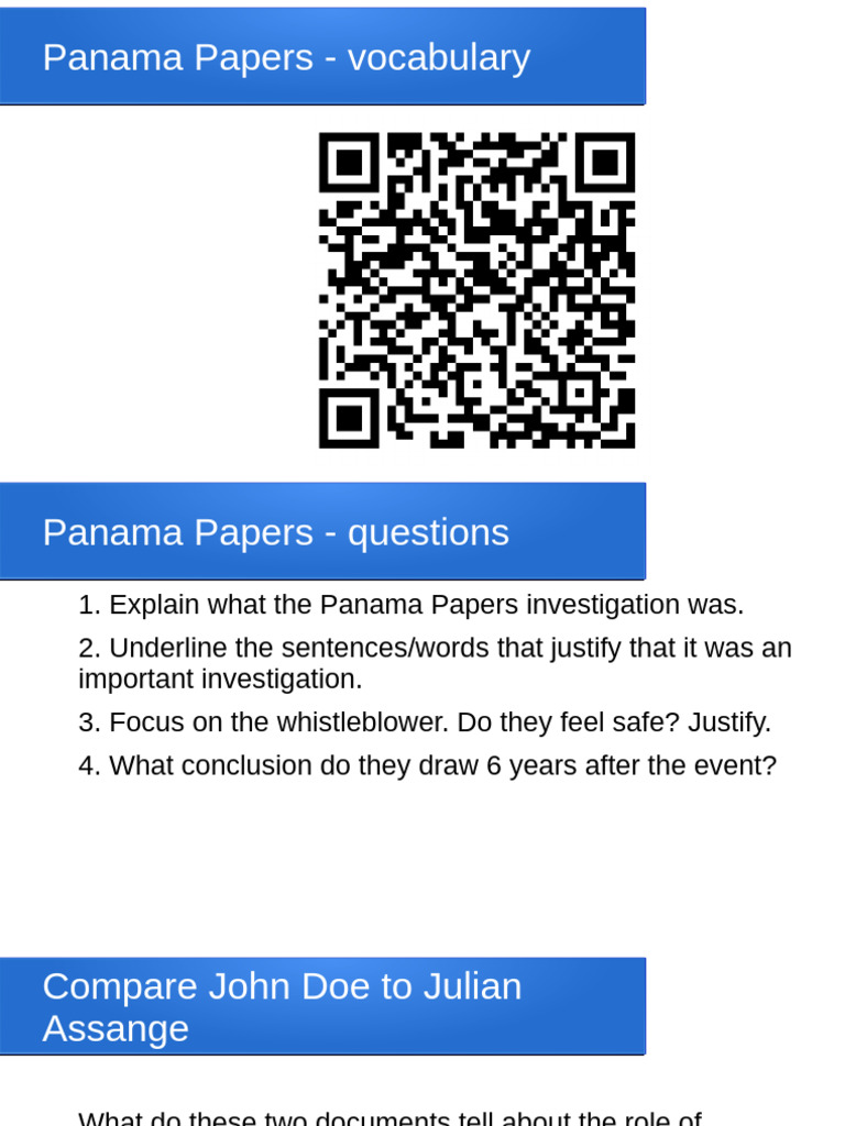 Panama Papers - Vocabulary + Questions | PDF