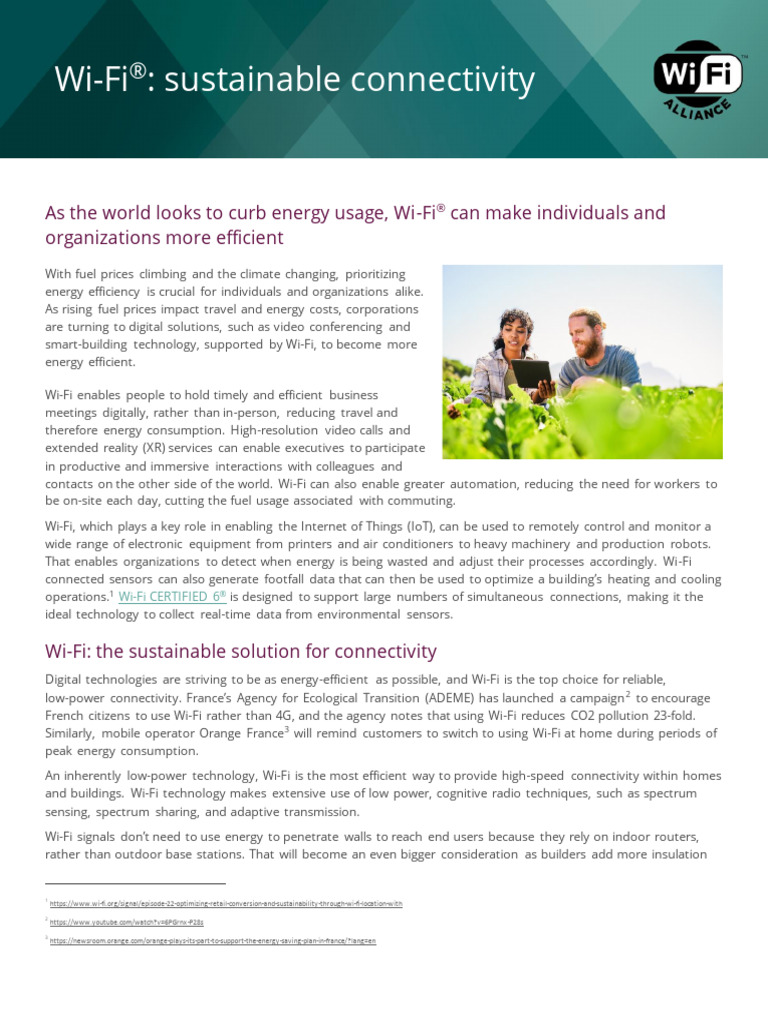 Wi-Fi Sustainability Highlights 202303 | PDF