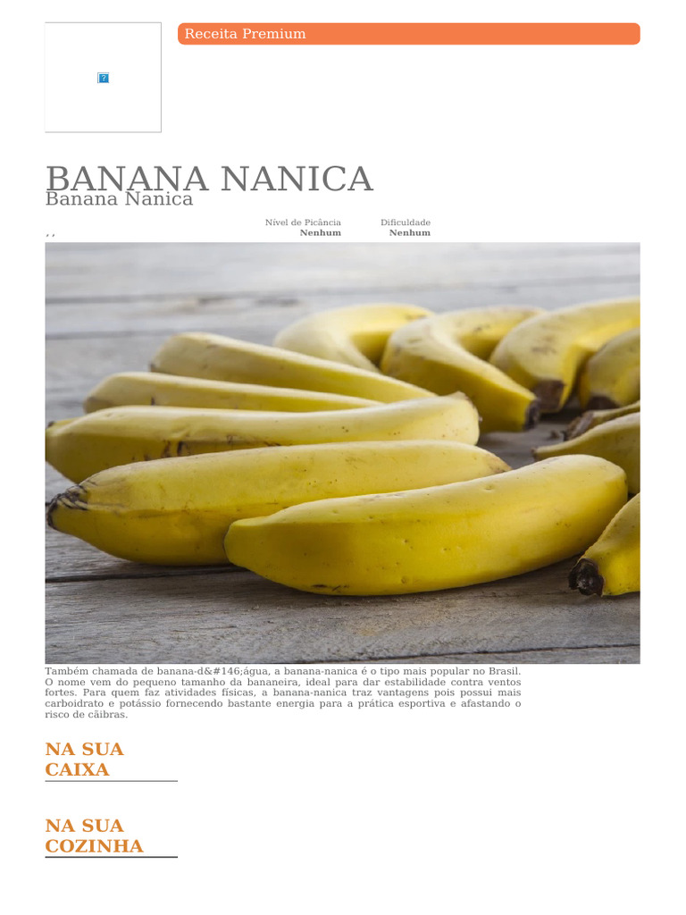 Benefícios e Nutrientes da Banana Nanica | PDF