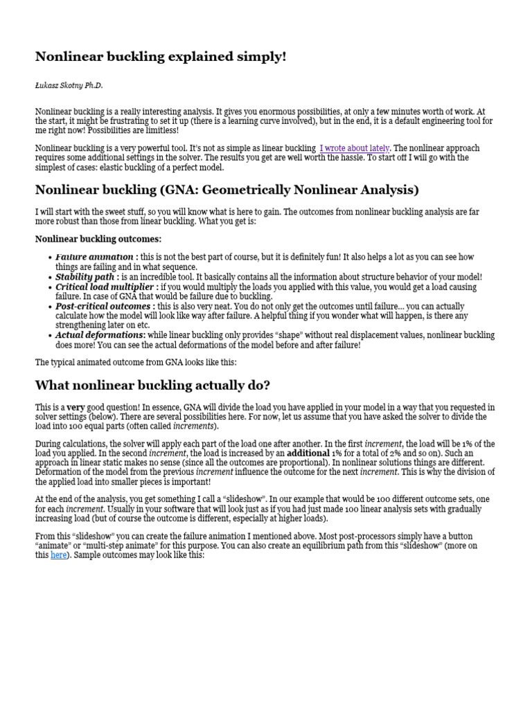 Nonlinear buckling explained simply pdf buckling deformation