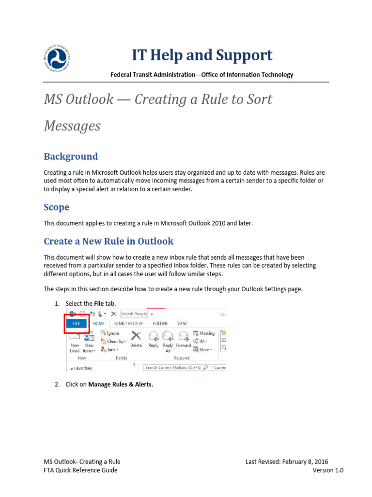 How To Create A Rule In Microsoft Outlook