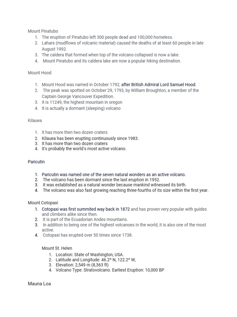 Volcano Fun Facts For 3rd Graders