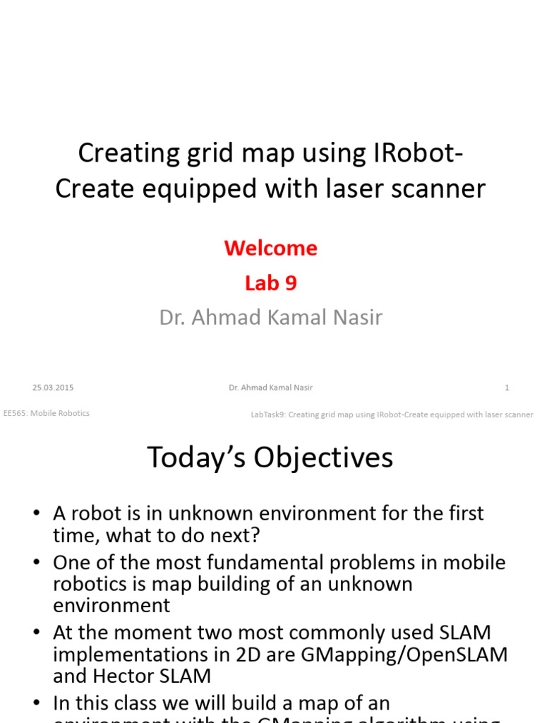 LabLecture9 Creating Grid Map Using IRobotCreate Equipped With Laser