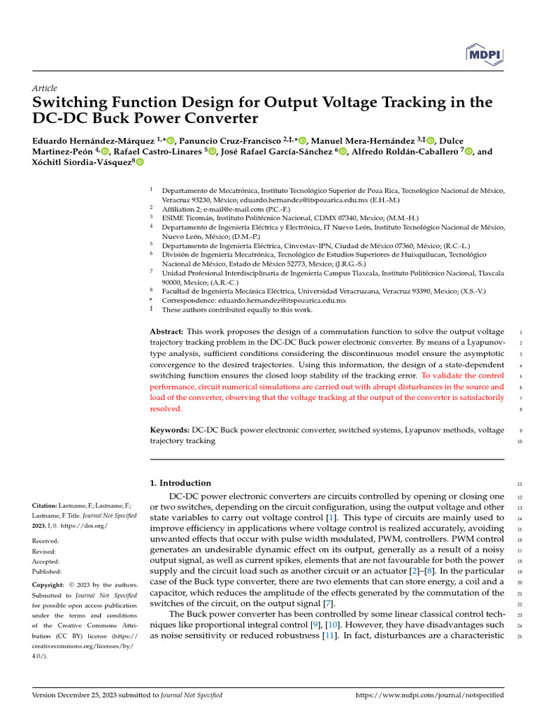 Switching Function Design For Output Voltage Tracking in The DC DC Buck ...
