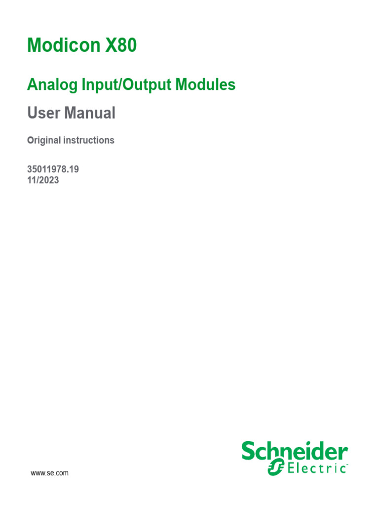Modicon X80 Analog InputOutput Modules User Manual - 20231018 | PDF