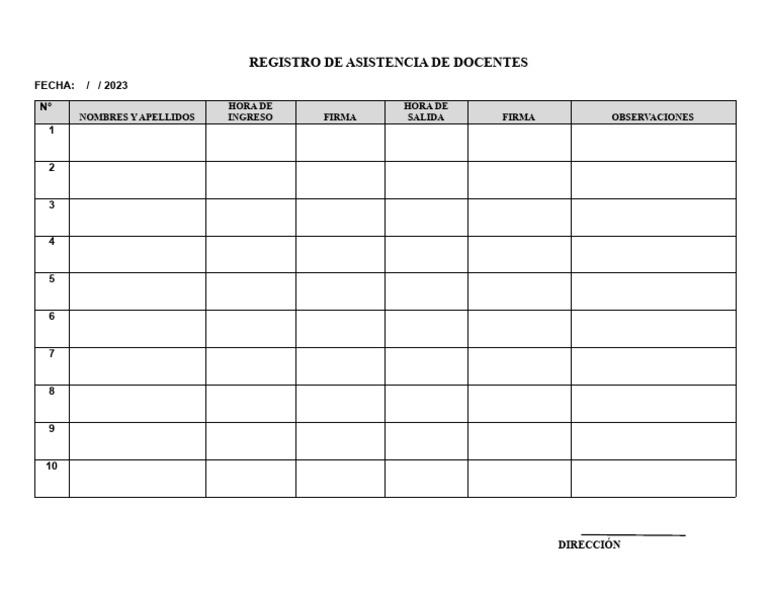 Registro de Asistencia Docente 2023 | PDF
