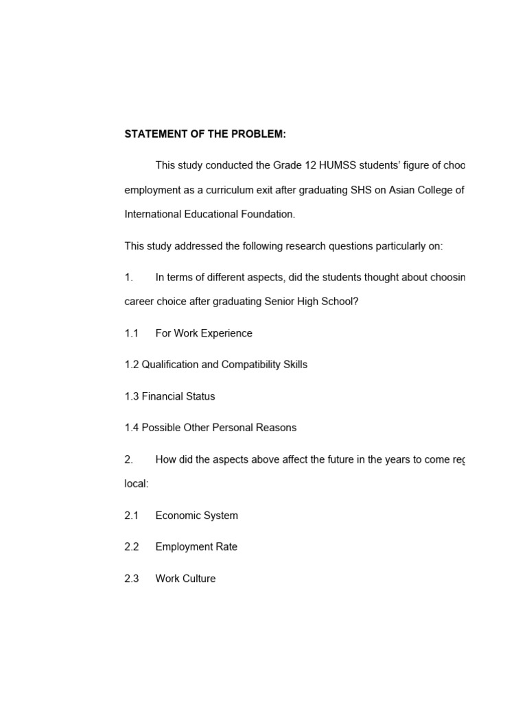 Factors Influencing Career Choices of HUMSS Students | PDF