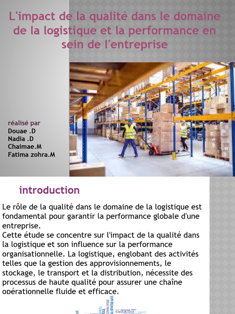 Qualité logistique et performance entreprise | PDF | Logistique | Business
