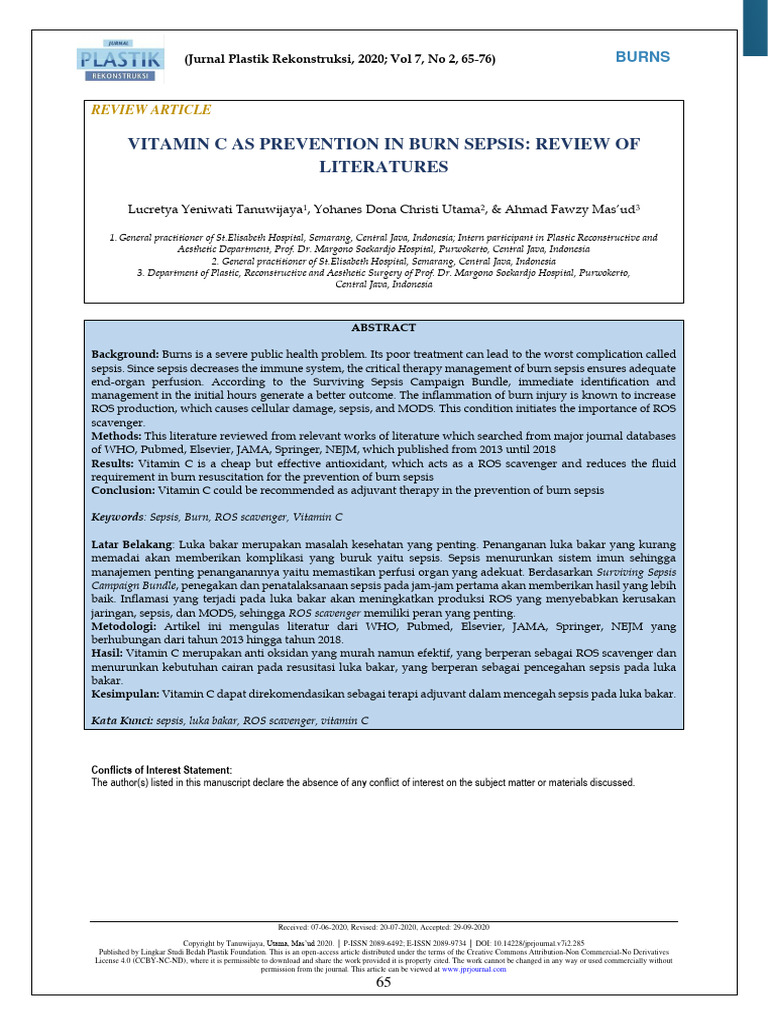 Admin, 65-76 Vitamin C As Prevention in Burn Sepsis Vol 2 | PDF ...