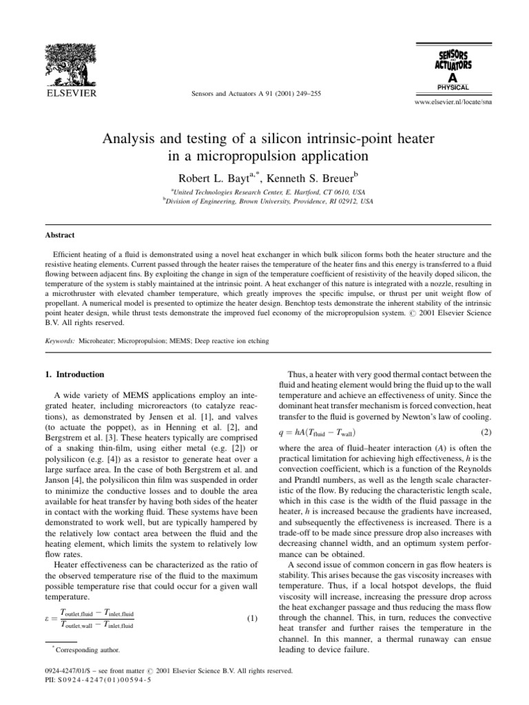 Analysis and testing of a silicon intrisic point heater in a