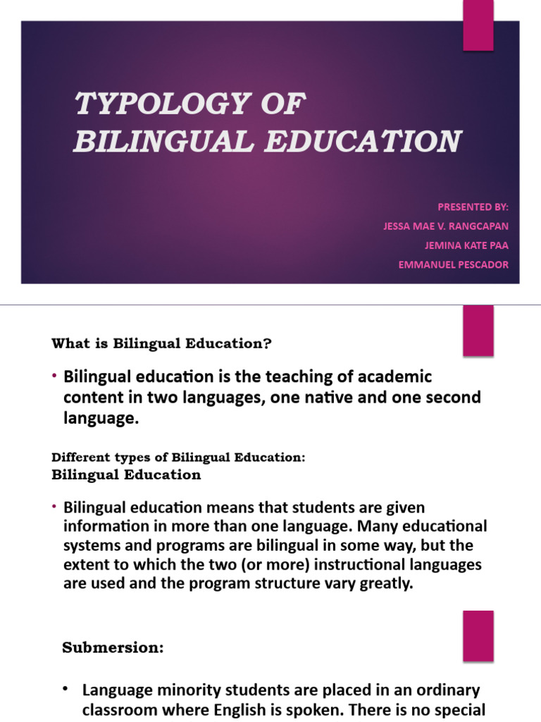 Typology Of Bilingual Education Pdf Multilingualism Second Language