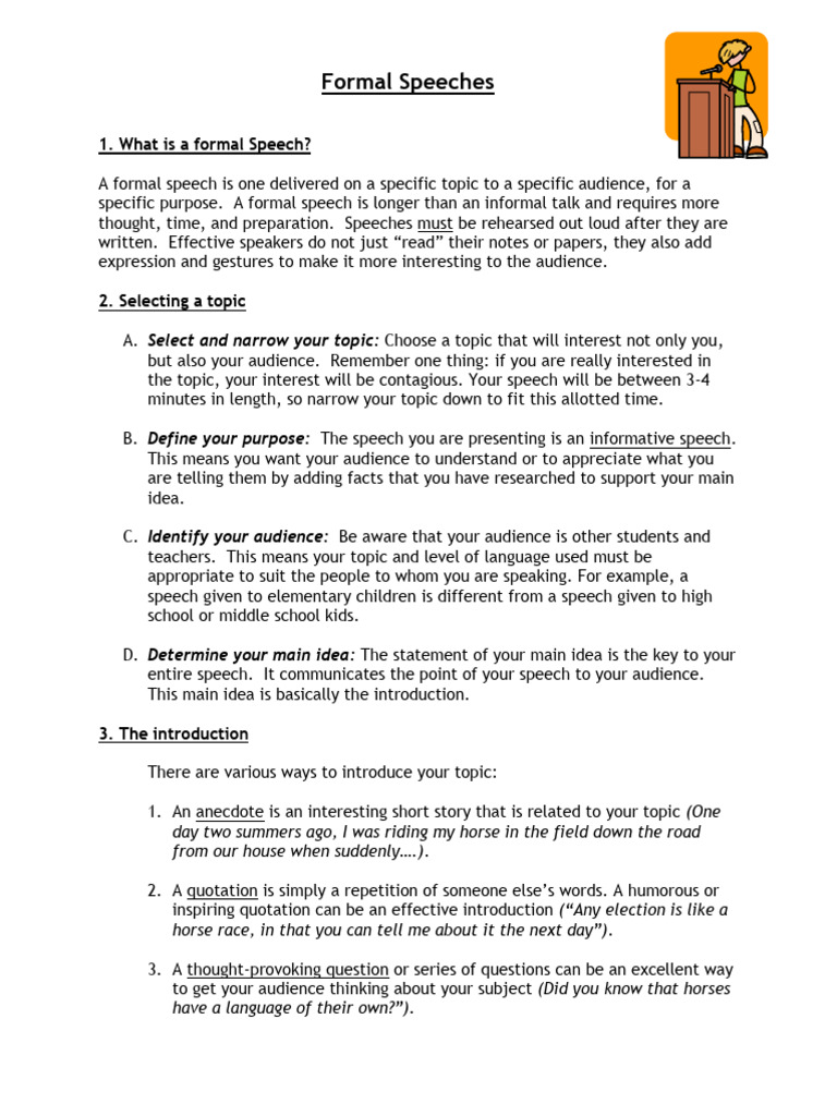 Formal Speech | PDF | Human Communication | Communication