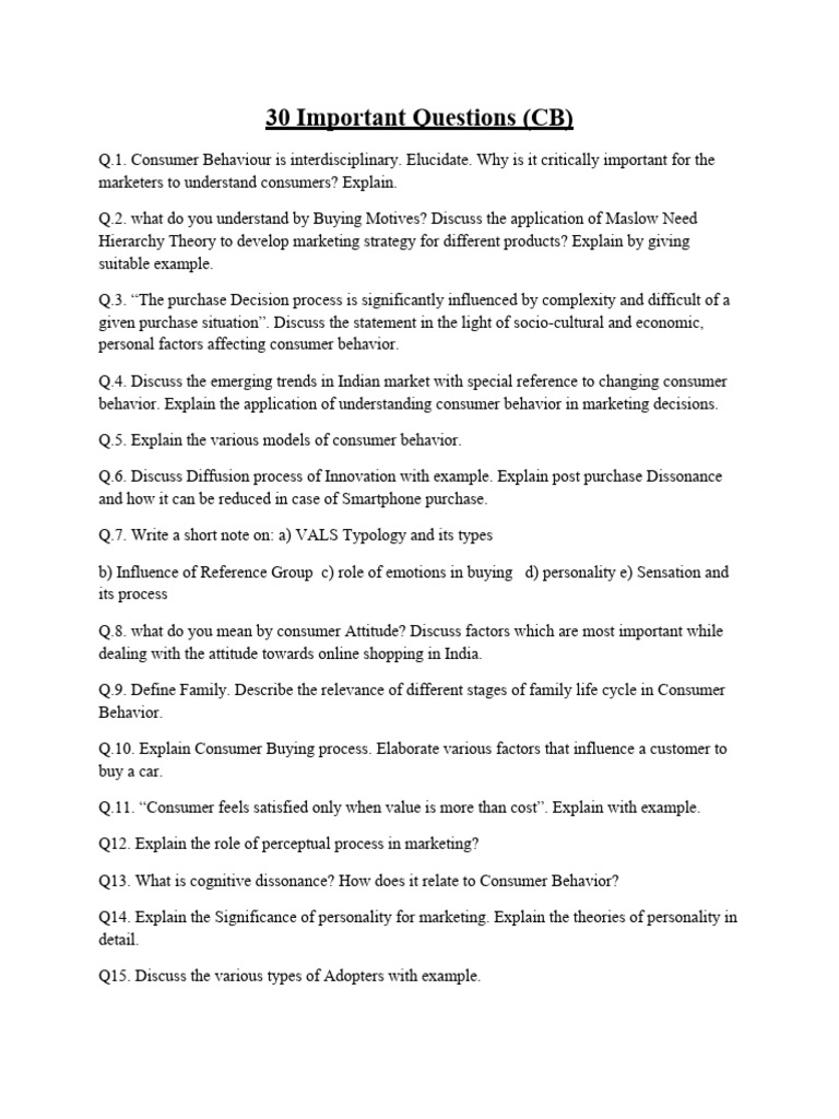 30 Important Questions | PDF | Business