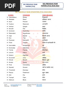 SSC Previous Year Vocab (2018 - 2022)