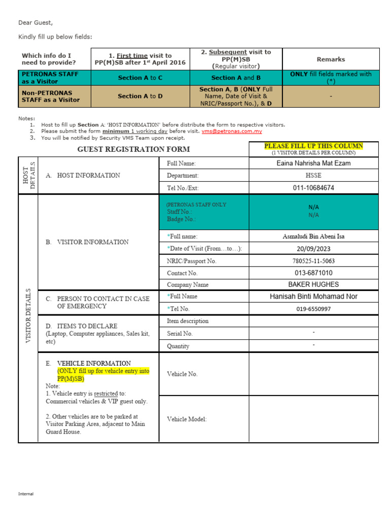 VMS Guest Registration Guidelines | PDF
