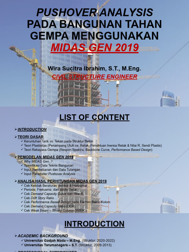 Pushover Analysis Bangunan Tahan Gempa Dengan MIDAS Gen 2019 | PDF