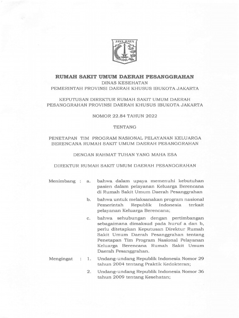 SK Tim Prognas Pelayanan KB | PDF