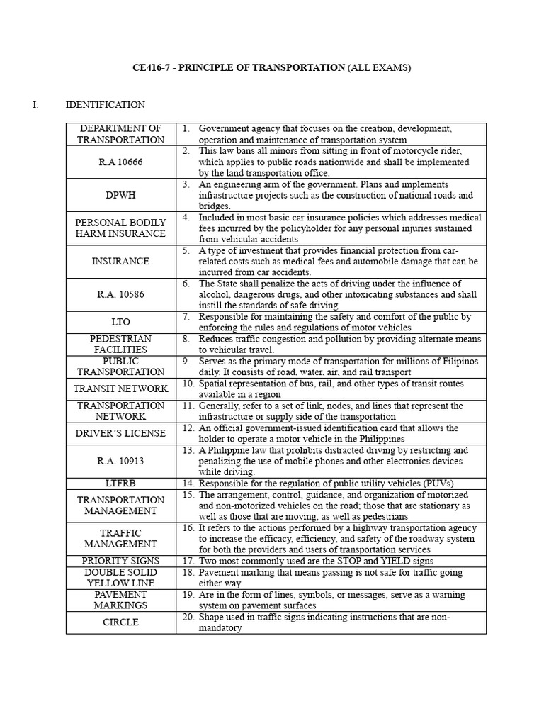 TRANSPORTATIONEXAMINATIONS PDF Traffic Intersection (Road)