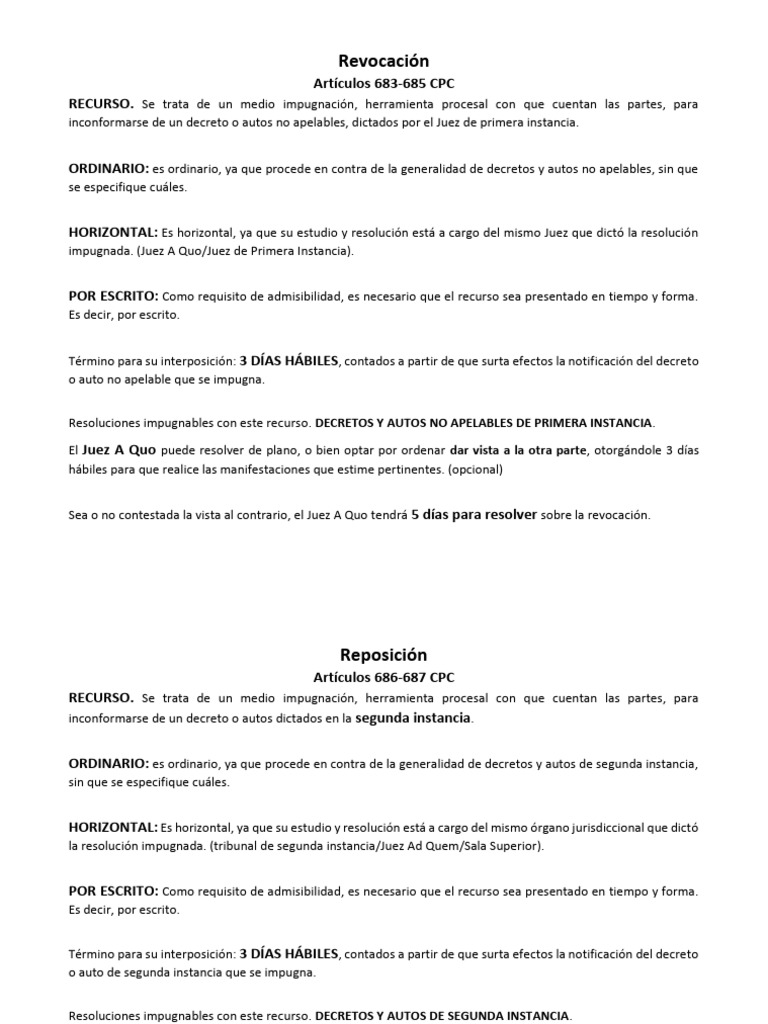 Revocación y Reposición en CPC | PDF