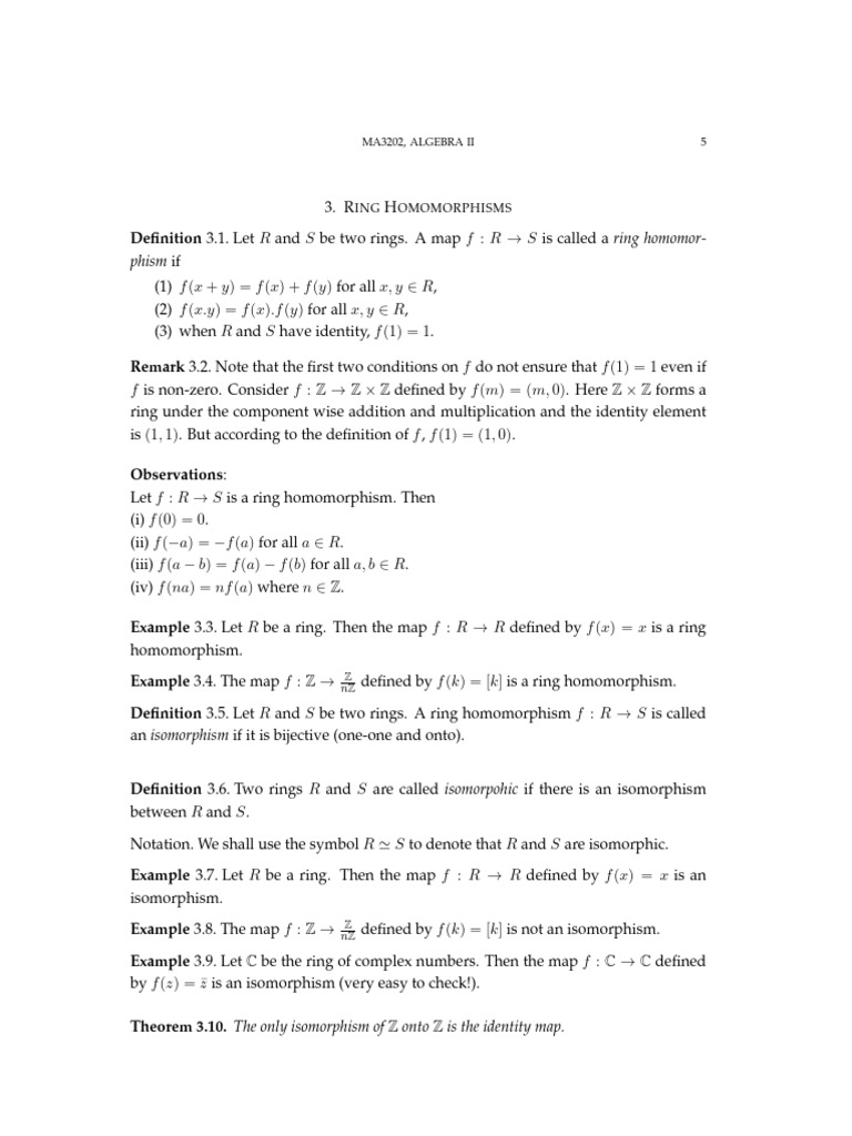 3.Ring Homomorphisms PDF Ring (Mathematics) Functions And Mappings