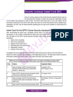 EPFO Social Security Assistant Admit Card 2022