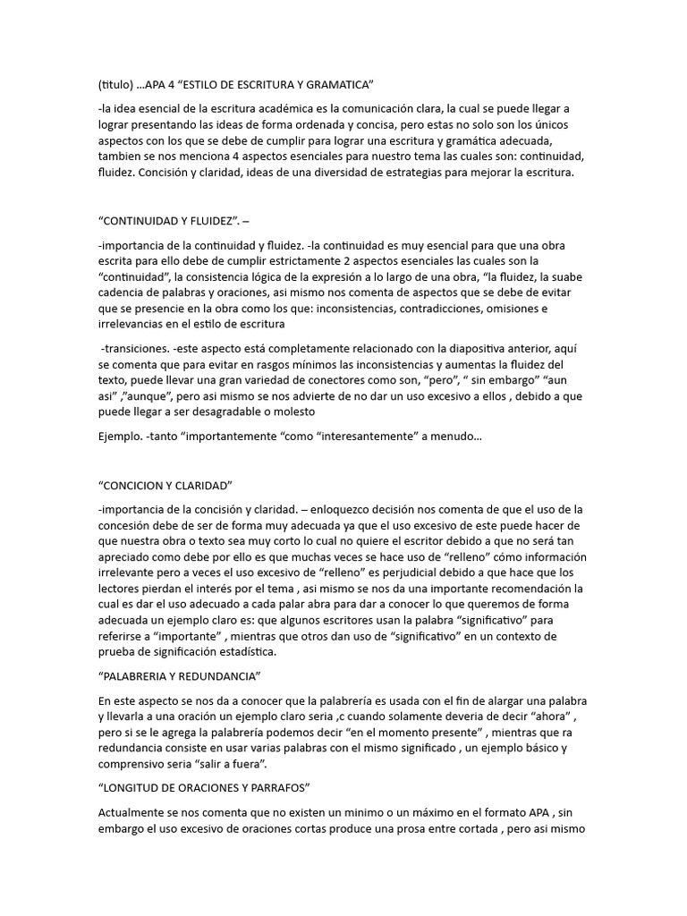 Formato Apa 4, Estilos de Escritura | PDF | Lingüística