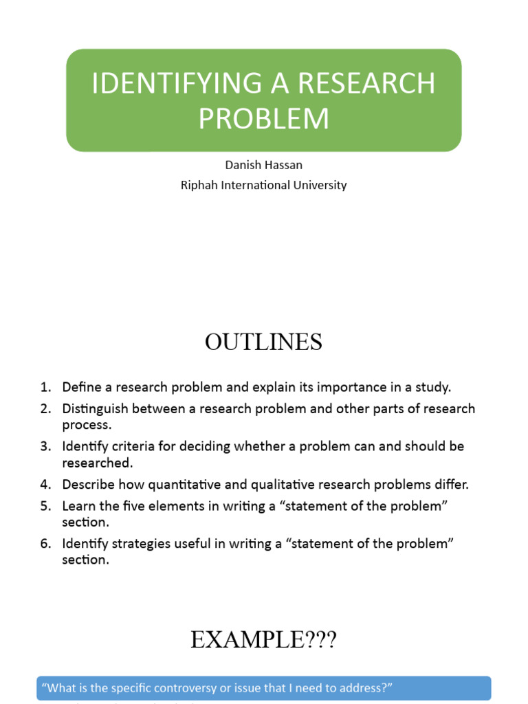 How To Indetify A Reasearch Problem | PDF | Experience | Quantitative
