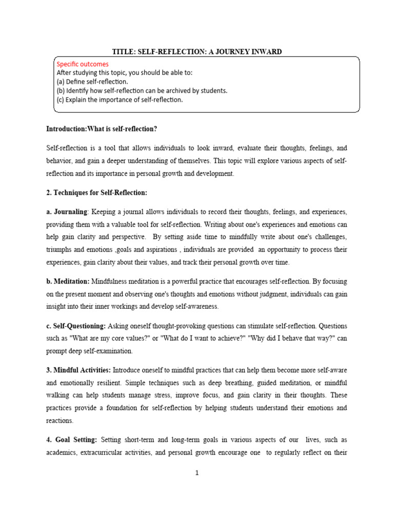 Self-Reflection-Miss Khondowe | PDF | Career & Growth