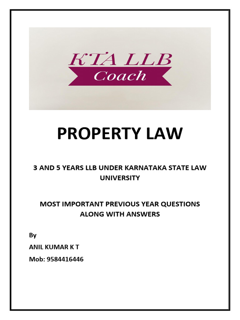Property Law LLB Notes by Anil Kumar K T | PDF | Mortgage Law | Trust Law