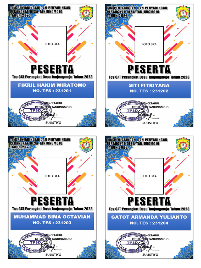 Id Card Peserta | PDF